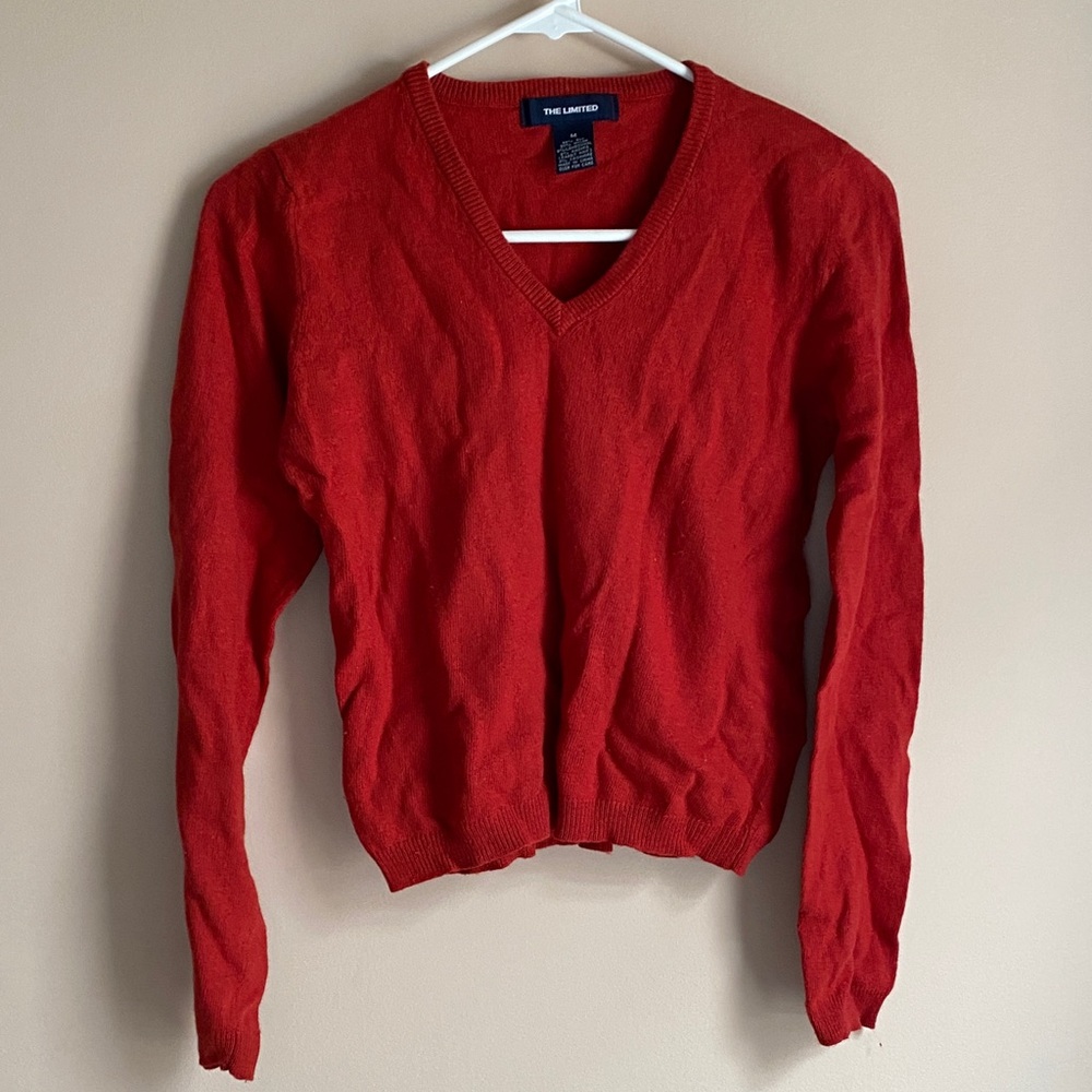 Vintage The Limited V-Neck Sweater in Bold Red